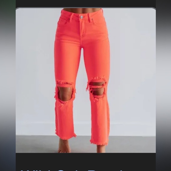 RISEN HOT CORAL JEANS 1X NWT - Picture 1 of 5